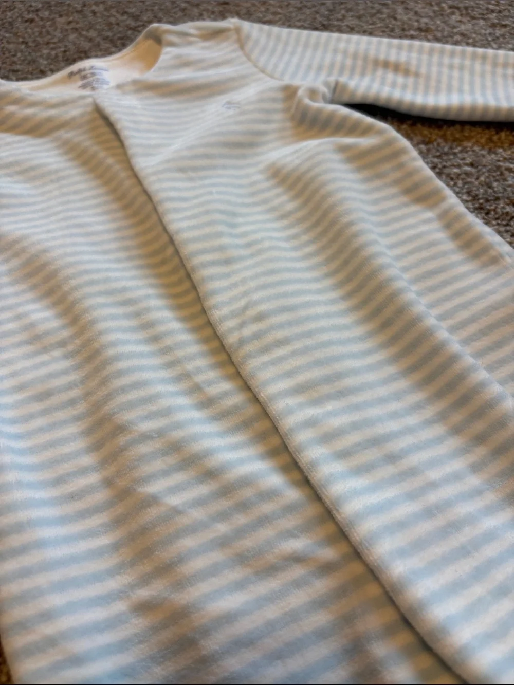 Ralph Lauren Light Blue & White Striped Footed One-Piece